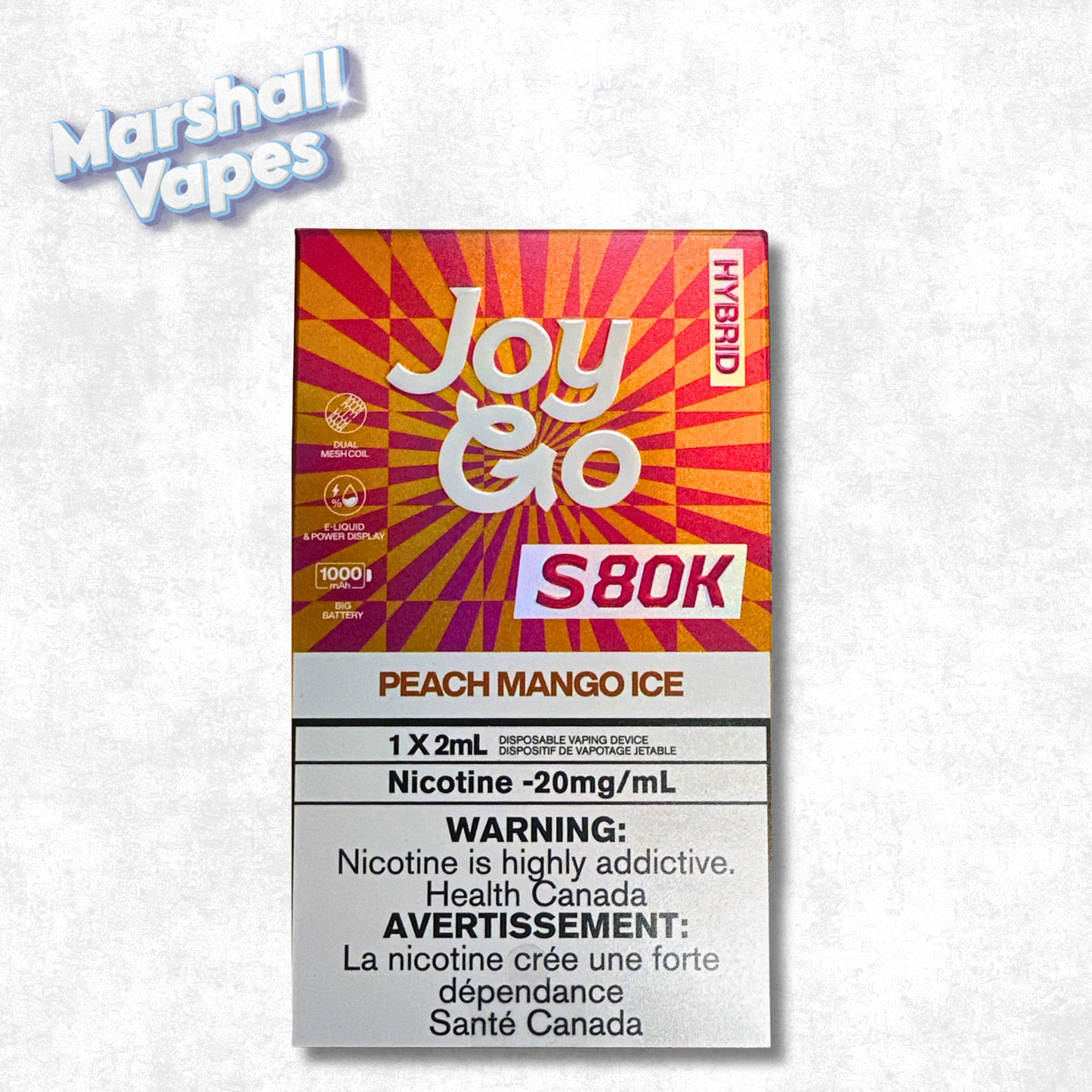 Joy Go Disposable – Peach Mango Ice (80,000 Puffs)