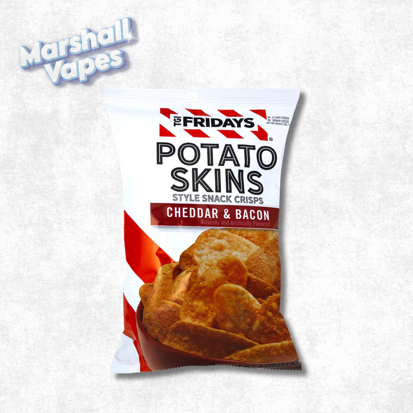 TGI Fridays Potato Skins Snack Crisps – Cheddar & Bacon