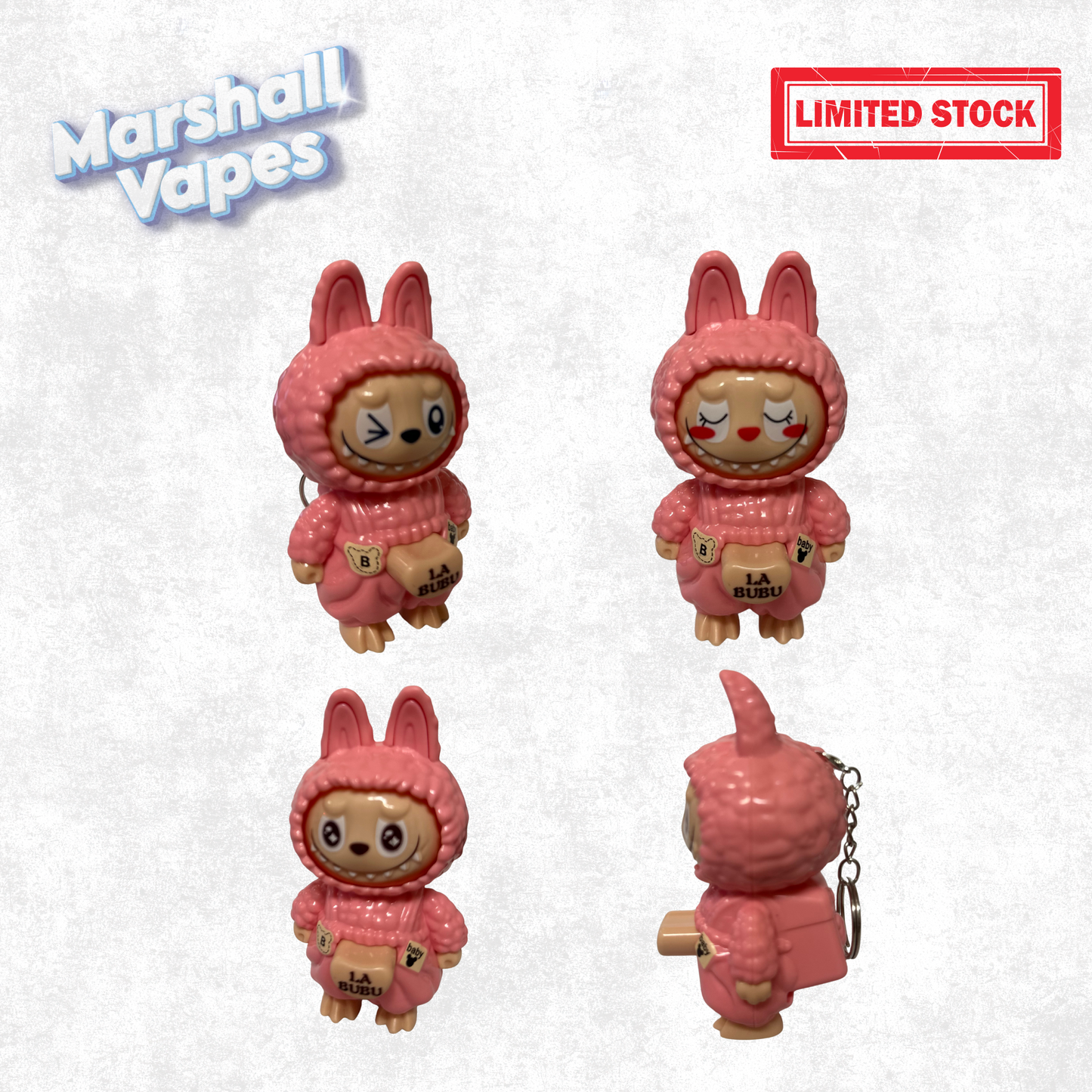 Labubu-Inspired Medium Keychain with Face-Changing Button