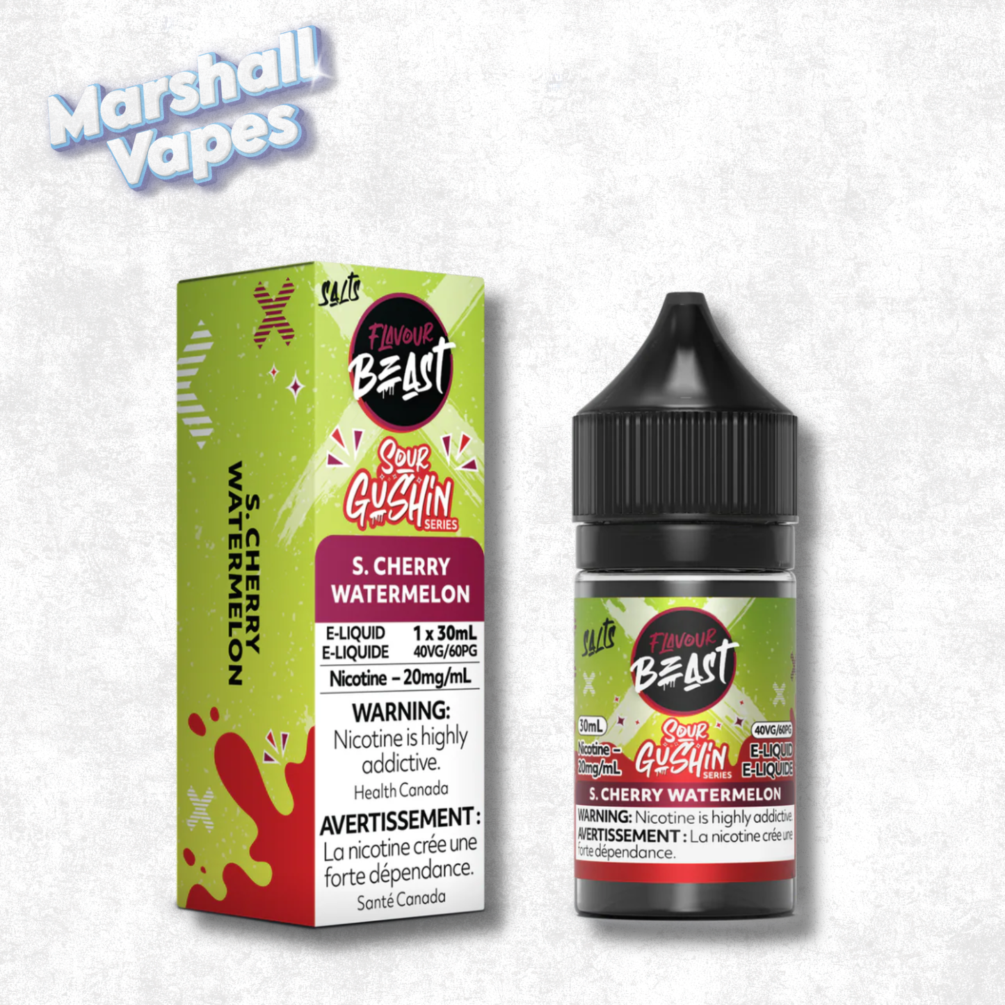Flavour Beast E-Liquid Sour Gushin Cherry Watermelon nicotine salt e-liquid cherry watermelon sour flavour