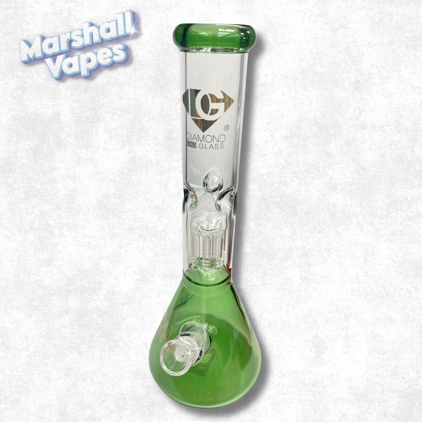 14.25" Green Diamond Gold Glass Bong