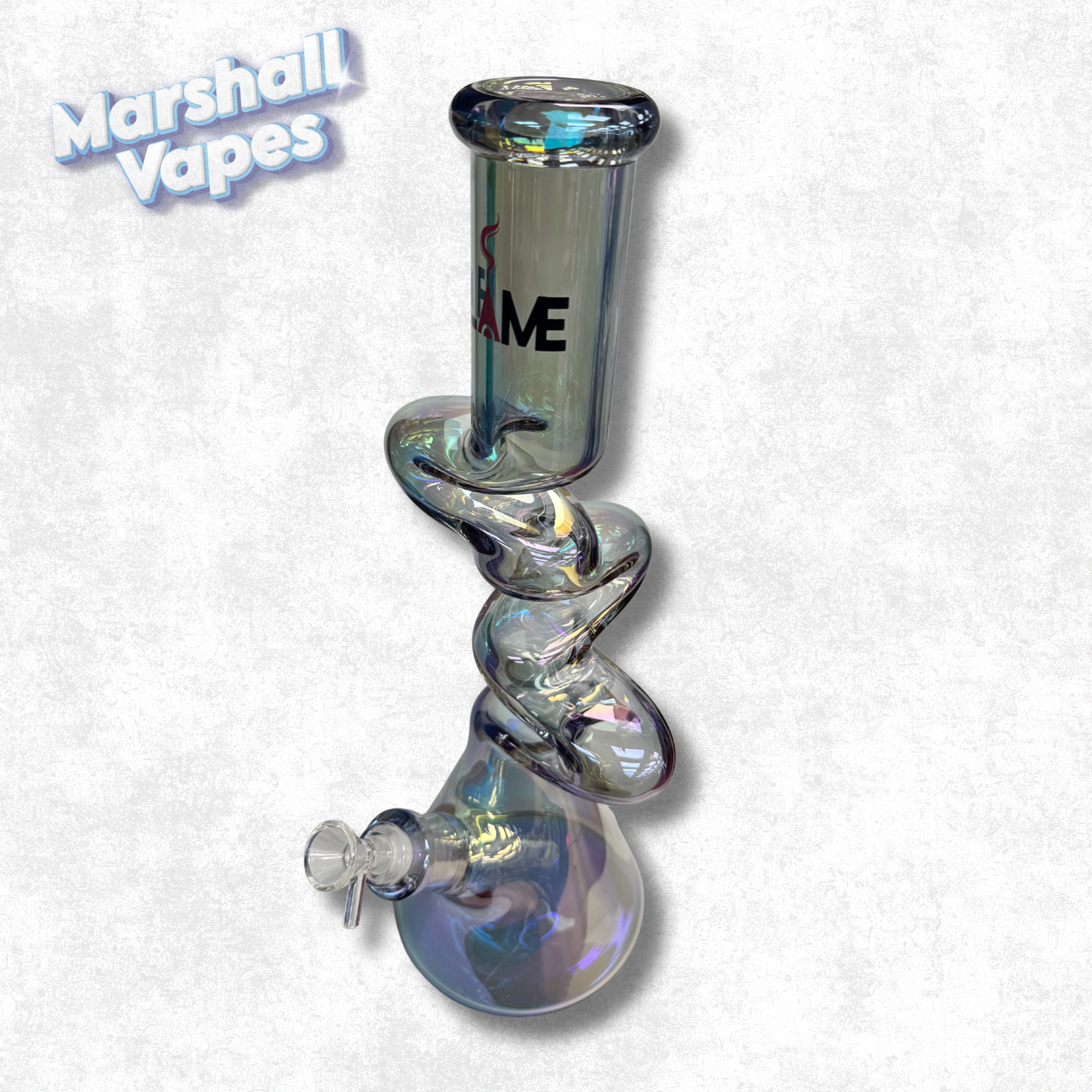 15.5" Zigzag Flame Glass Bong (Oil Spill Accent, Clear)