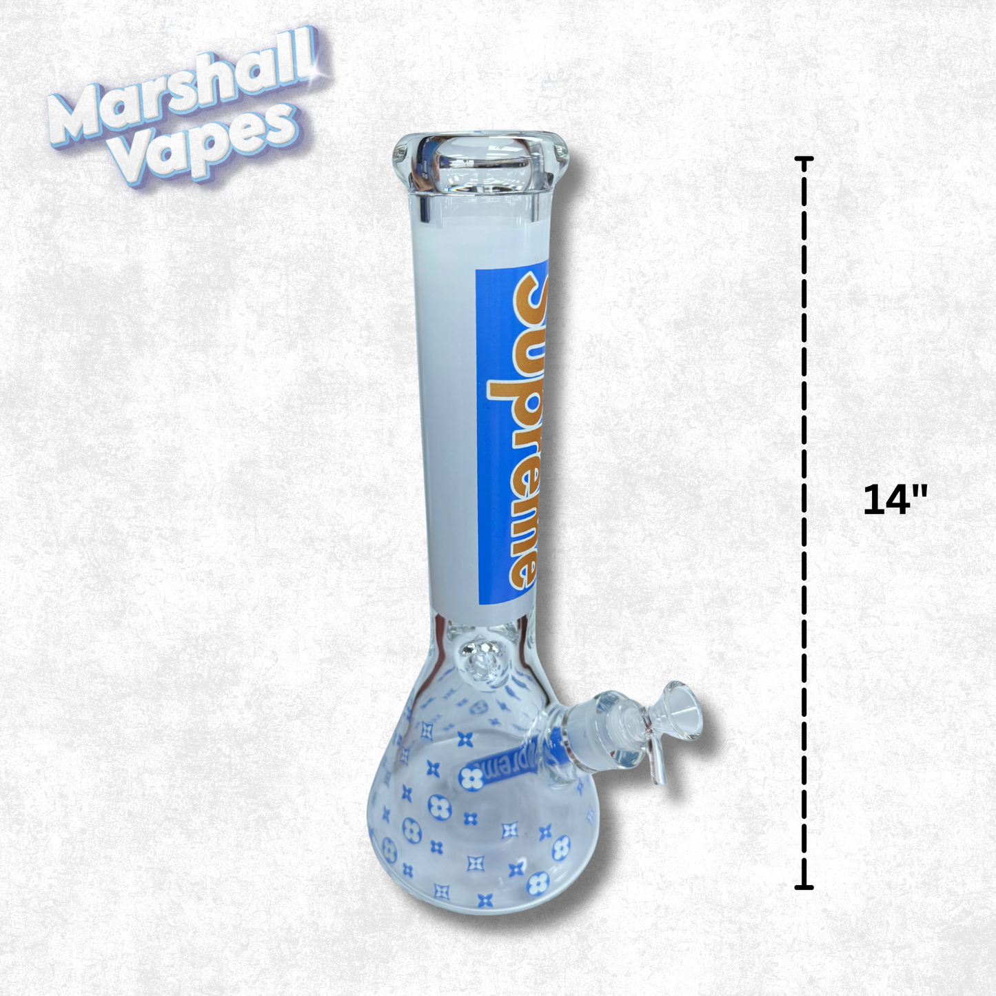 14" Louis Vuitton x Supreme Glass Bong (Blue & White)