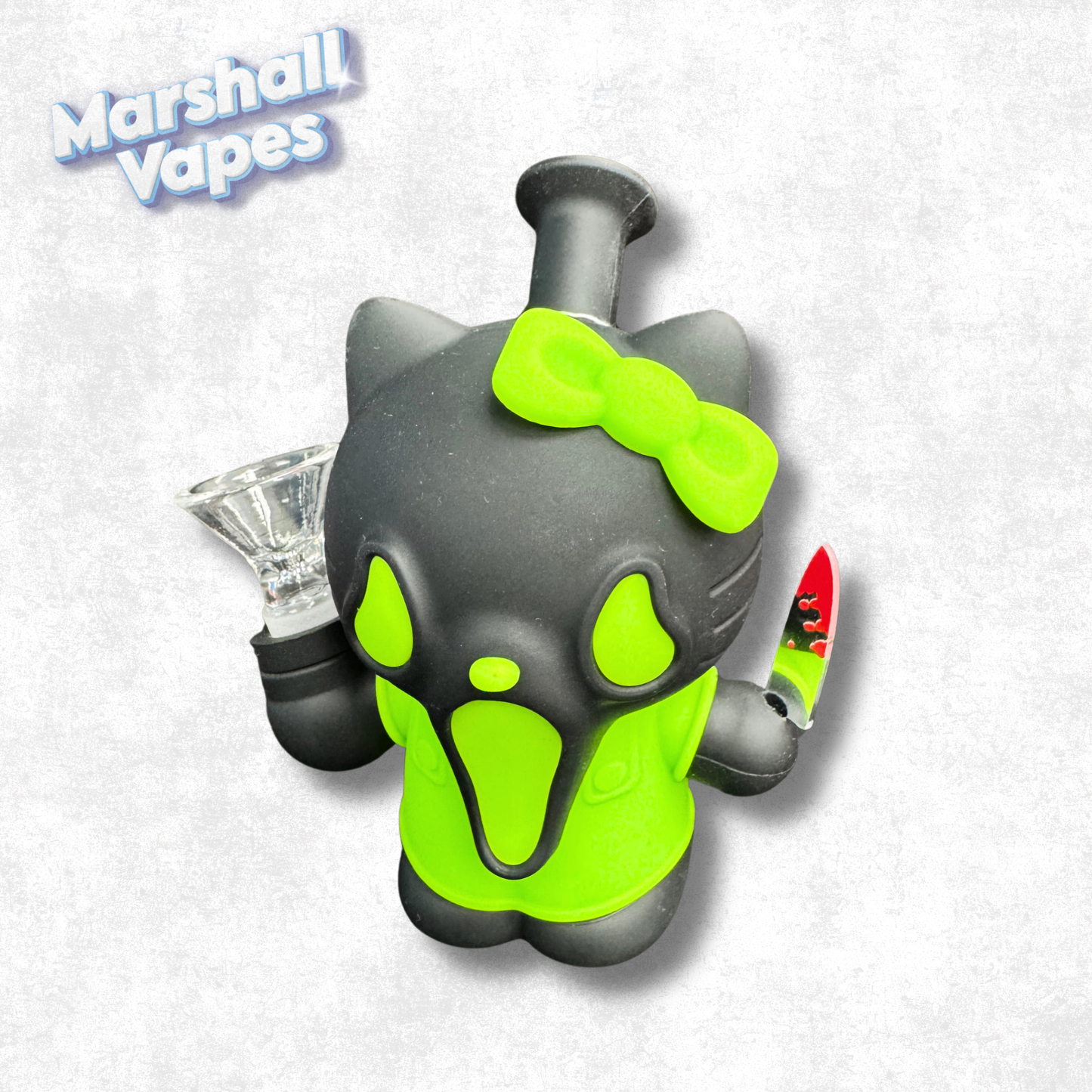 4.7" Green Scream x Hello Kitty Silicone Bong (with Knife)