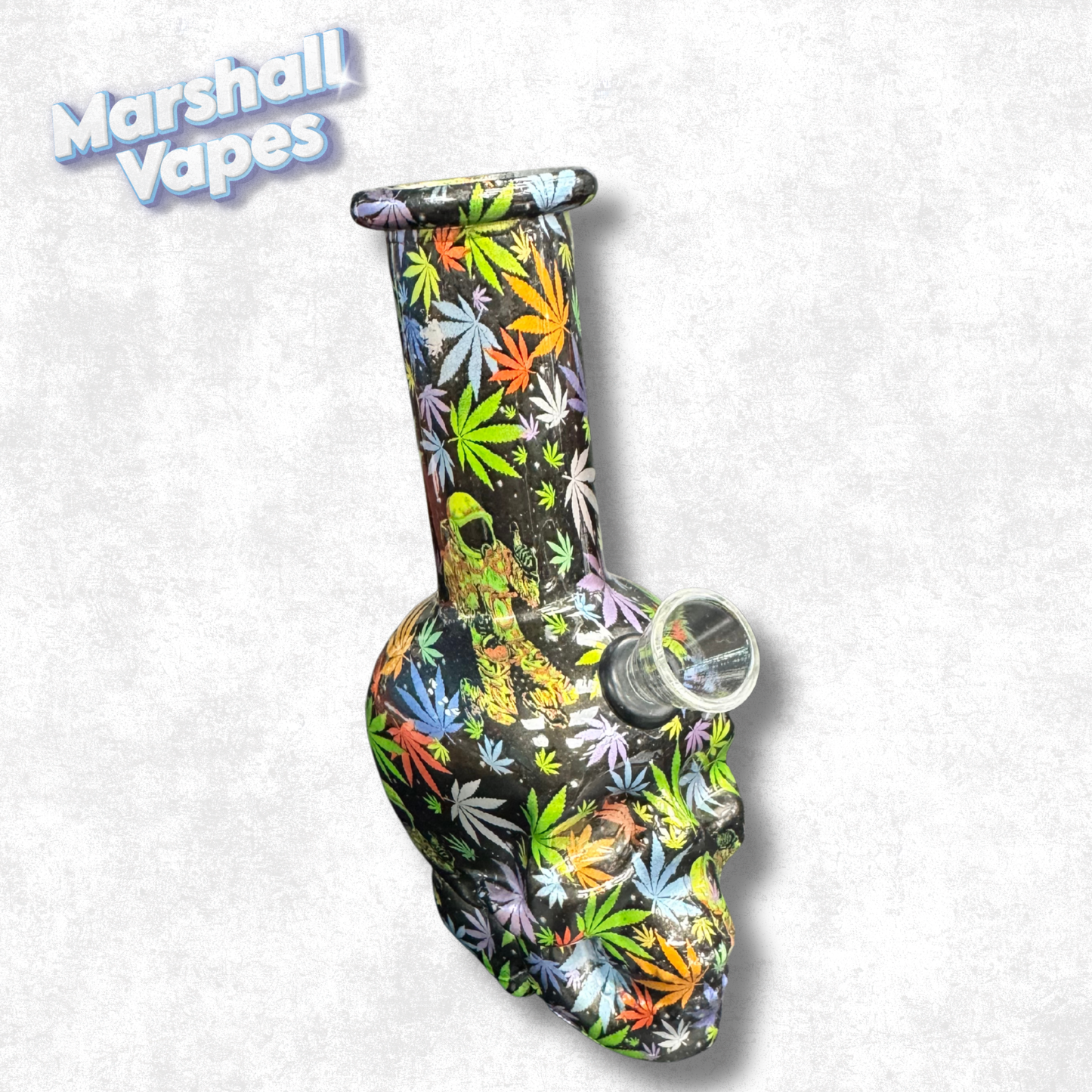 6" Glass Skull Bong Leaf Logo