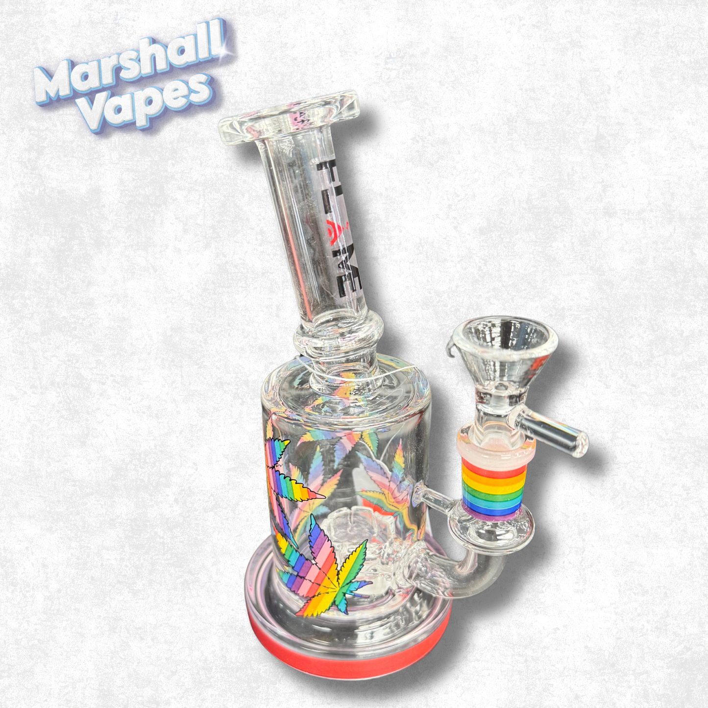 6.5" Glass Dab Rig Rainbow Leaf Logo