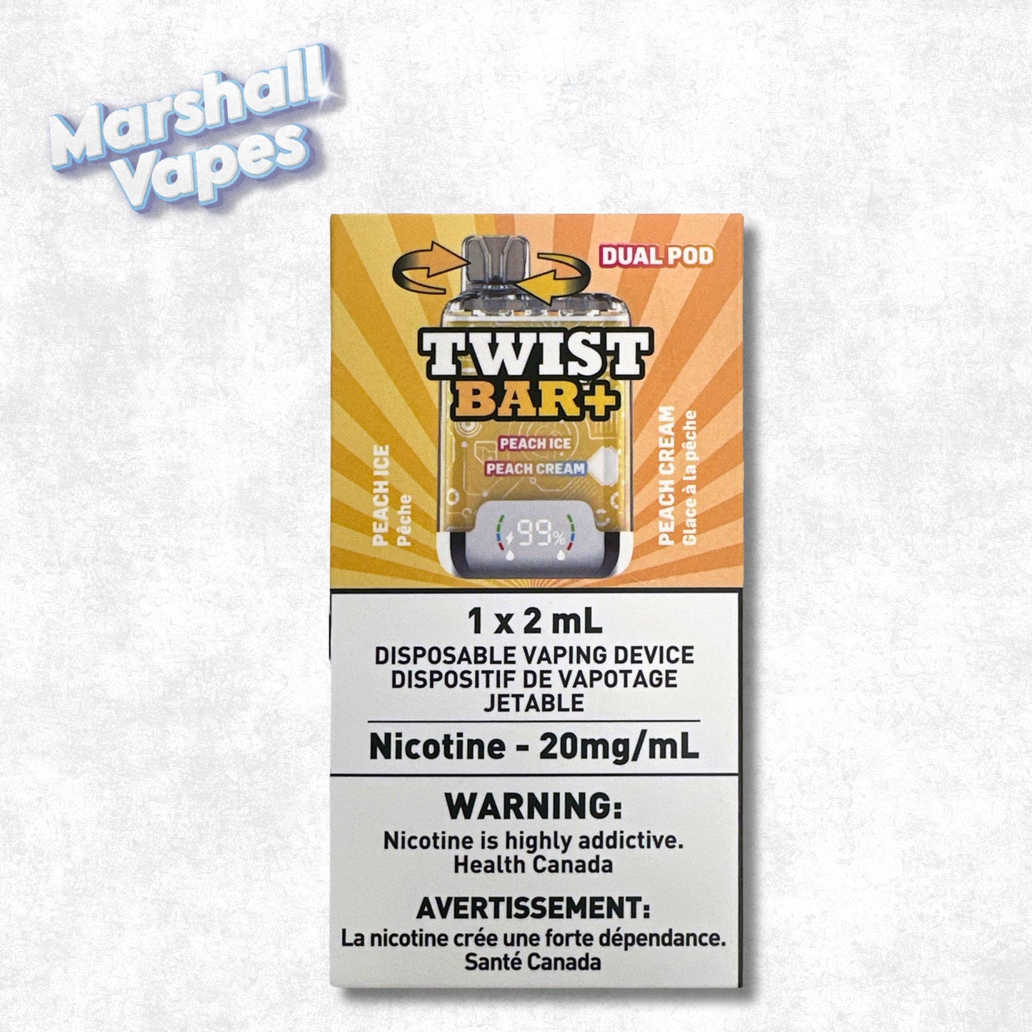Twist Bar+ Disposable – Peach Ice & Peach Cream