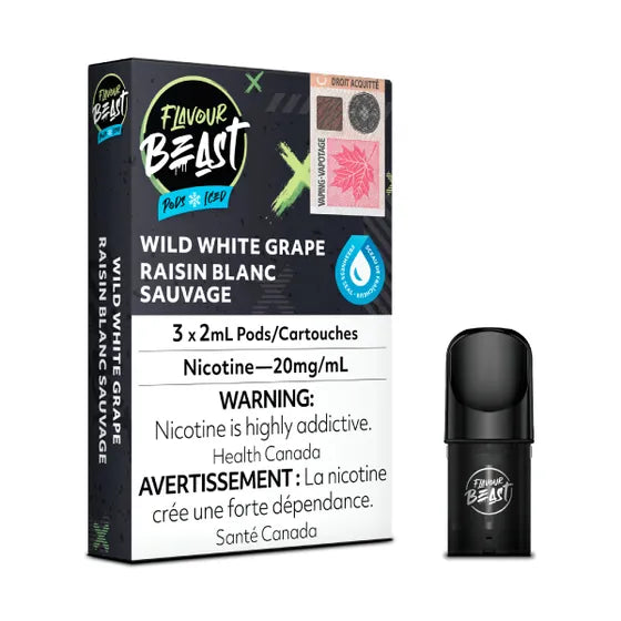 Flavour Beast Pod Pack Wild White Grape Iced 3/Pack