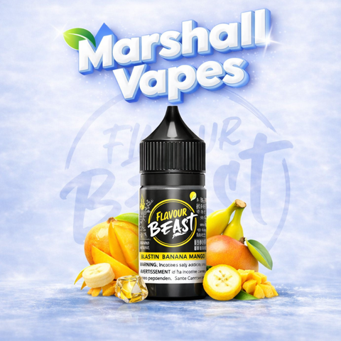 Flavour Beast Salt Collection nicotine salt vape juices featuring assorted fruit and mint flavours in 30ml bottles.