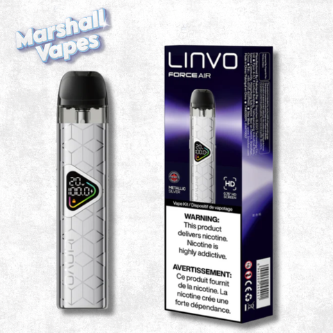LINVO Force Air Device in Metallic Silver sleek pod vape device with polished finish and compact design