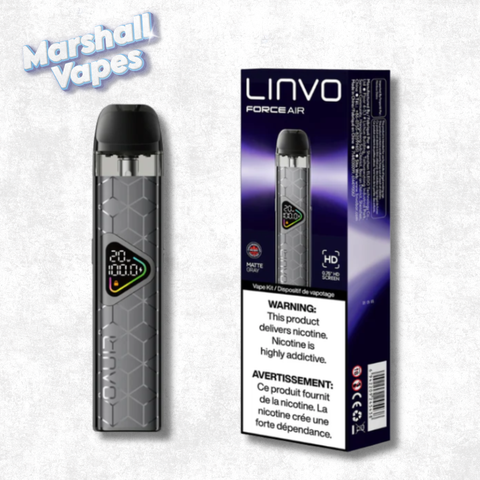 LINVO Force Air Device in Matte Gray sleek pod vape device with smooth finish and compact design