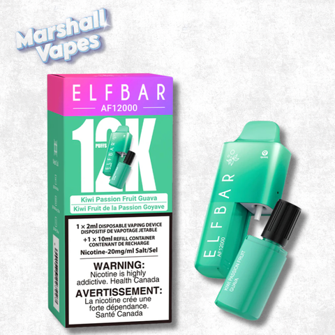 ElfBar 12K Disposable Kiwi Passionfruit Guava, tropical kiwi passionfruit guava flavour, 2mL 20mg 12000 puffs