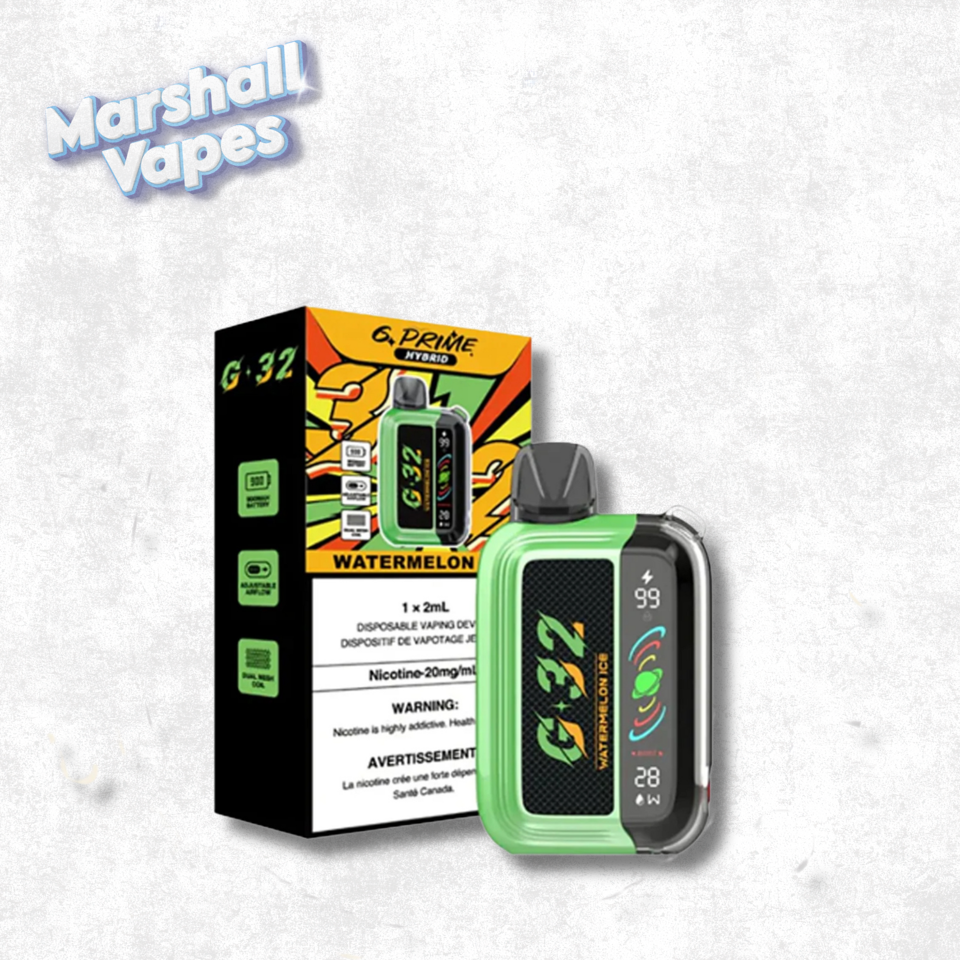 ABT (Formerly G32) Disposable Watermelon Ice | Best Price $32.99 Marshall Vapes ABT (Formerly G32) Disposable Watermelon Ice | Best Price $32.99 Marshall Vapes