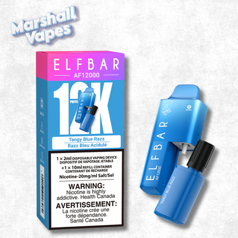 ElfBar 12K Disposable Tangy Blue Raz, tangy blue raspberry flavour, 2mL 20mg 12000 puffs