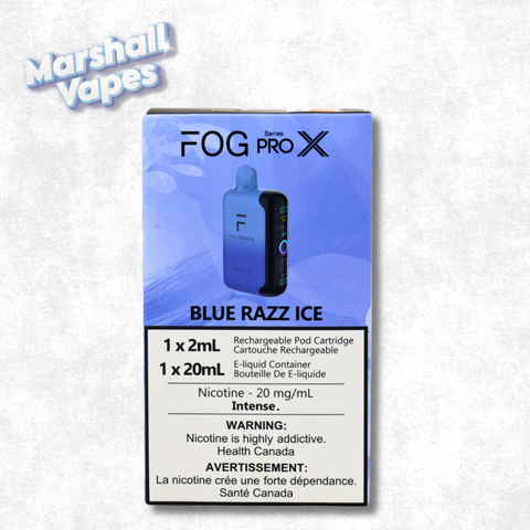 Fog Pro X Series disposable vape, Blue Razz Ice, 20mL e-liquid