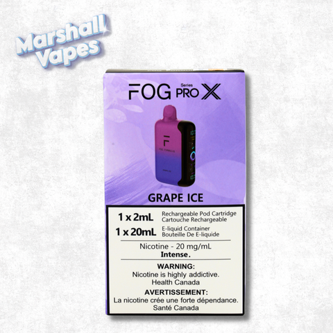 Fog Pro X Series disposable vape, Grape Ice, 20mL e-liquid