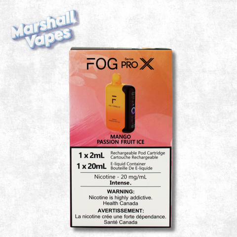 Fog Pro X Series disposable vape, Mango Passionfruit Ice, 20mL e-liquid