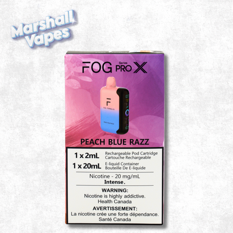 Fog Pro X Series disposable vape, Peach Blue Razz, 20mL e-liquid