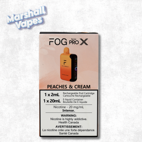 Fog Pro X Series disposable vape, Peaches & Cream, 20mL e-liquid