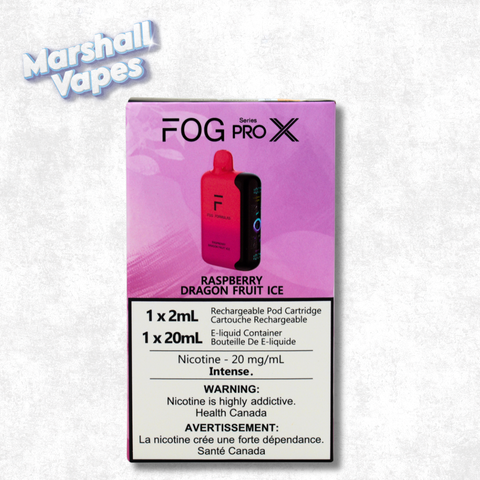 Fog Pro X Series disposable vape, Raspberry Dragonfruit Ice, 20mL e-liquid