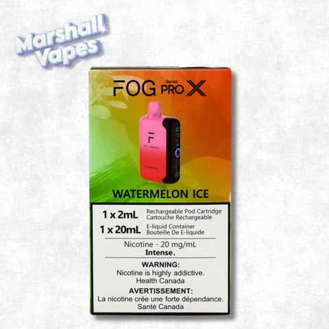 Fog Pro X Series disposable vape, Watermelon Ice, 20mL e-liquid