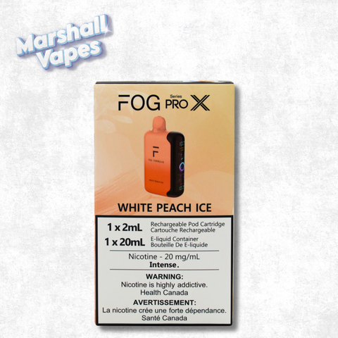 Fog Pro X Series disposable vape, White Peach Ice, 20mL e-liquid