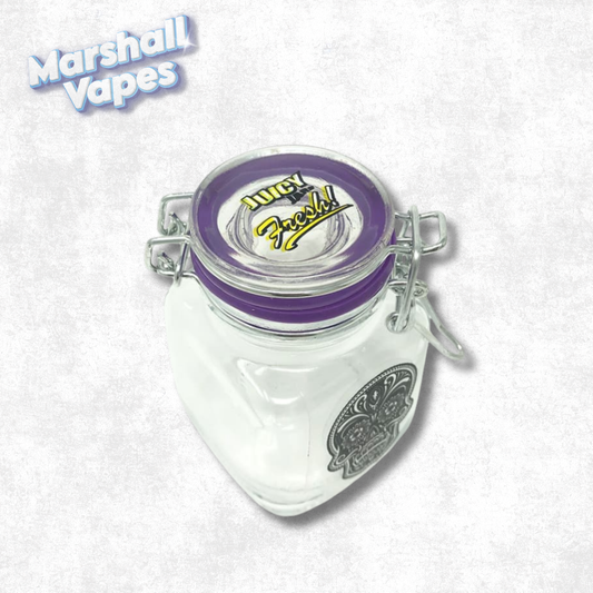Juicy Jay clear glass jar small size for herb storage compact transparent container