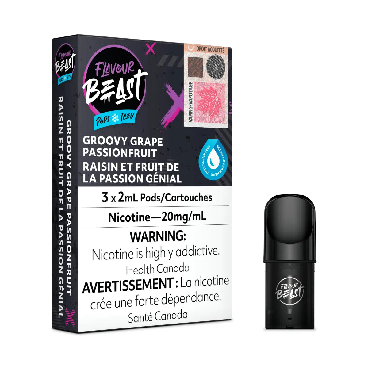 FLAVOUR BEAST PODS pack GROOVY GRAPE PASSIONFRUIT