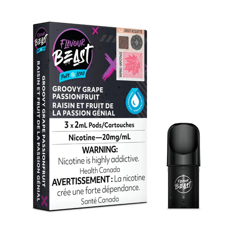 Flavour Beast Pod Pack Groovy Grape Passionfruit Iced, 3x2mL 20mg pods