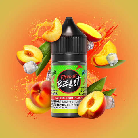 Flavour Beast E-Liquid Super Sour Peach, sour peach ice flavour, 30ml 20mg nicotine salt