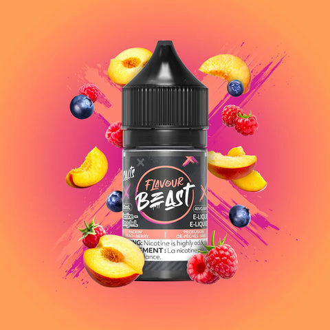 Flavour Beast E-Liquid Packin' Peach Berry, peach and berry flavour, 30ml 20mg nicotine salt