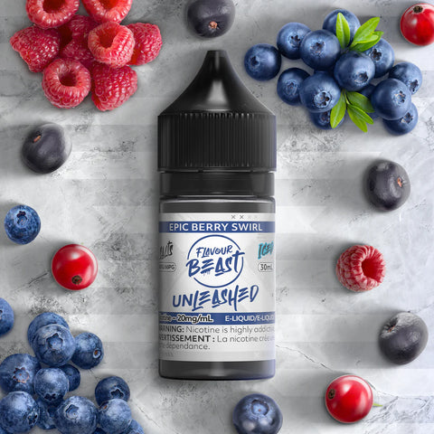Flavour Beast E-Liquid Unleashed Epic Berry Swirl, mixed berry flavour, 30ml 20mg nicotine salt