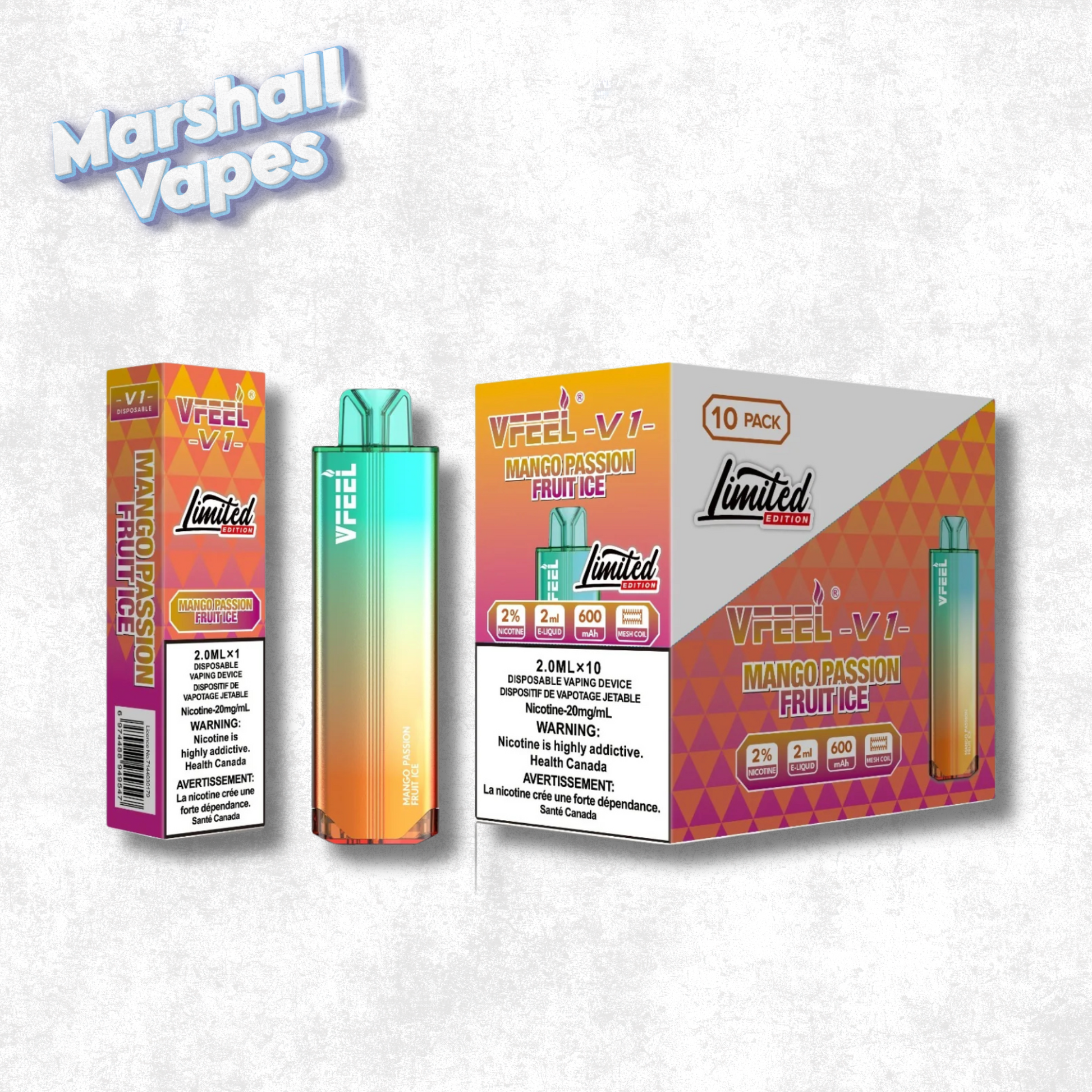 VFEEL V1 Disposable Mango Passion Fruit Ice Marshall Vapes VFEEL V1 Disposable Mango Passion Fruit Ice Marshall Vapes