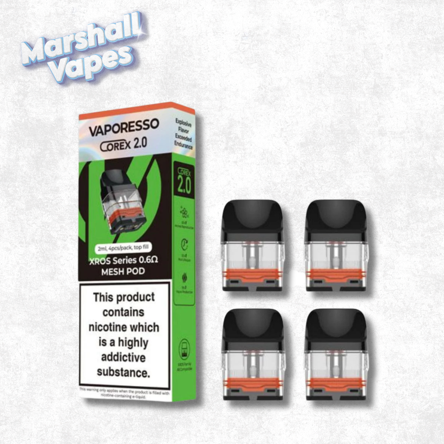 Vaporesso Corex 2.0 Replacement Pods - Mesh (4 Pack, 2mL, XROS Series)