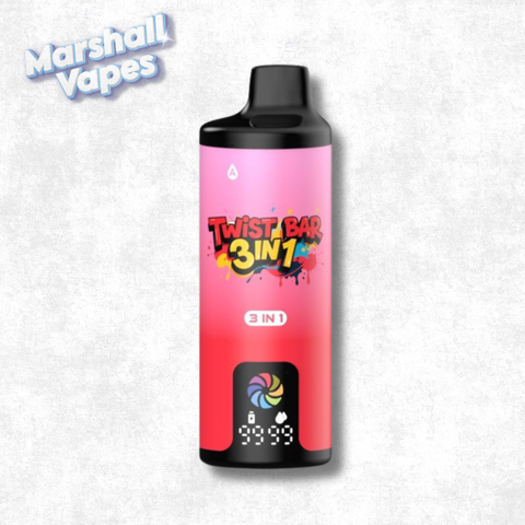 Twist Bar 3-in-1 vape, Watermelon Ice + Strawberry Watermelon + Watermelon BBG, 20mg 2mL