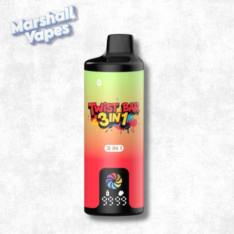 Twist Bar 3-in-1 vape, Strawberry Kiwi + Strawberry Banana + Strawberry Watermelon, 20mg 2mL