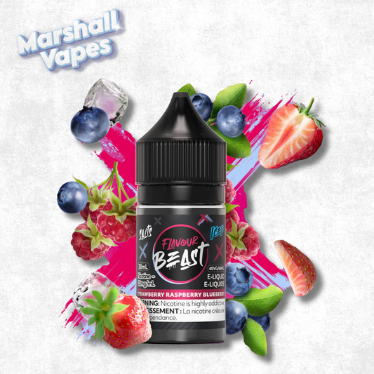 Flavour Beast Salt Strawberry Raspberry Blueberry Iced nicotine salt e-liquid mixed berry ice flavour