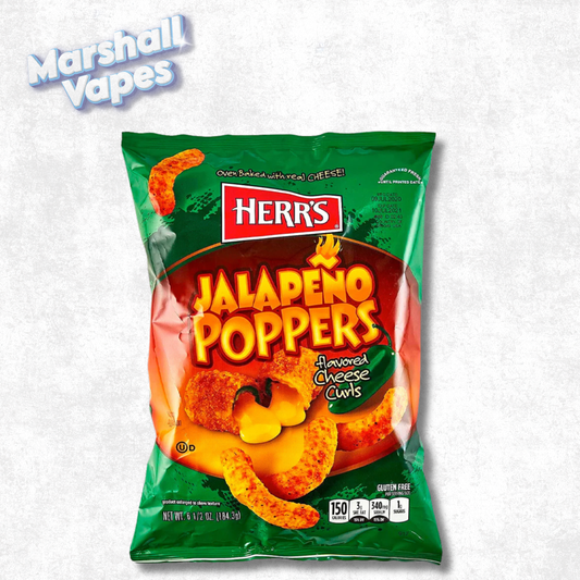 Herr’s Jalapeño Poppers flavoured cheese curls 78g oven baked with real cheese available for pickup local delivery in Abbotsford and shipping across Canada