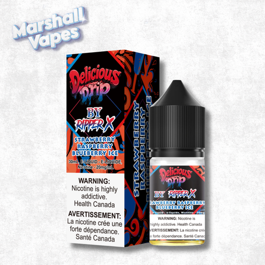 Delicious Drip e-liquid by Gcore Strawberry Raspberry Blueberry Ice 30ml 20mg Canada shipping permitted provinces
