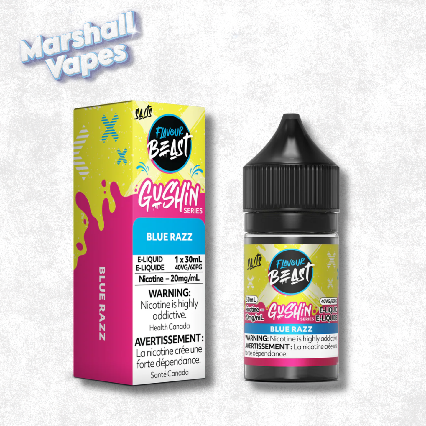 Flavour Beast E-Liquid Gushin Blue Razz nicotine salt e-liquid blue raspberry candy flavour