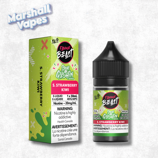 Flavour Beast E-Liquid Sour Gushin Strawberry Kiwi nicotine salt e-liquid strawberry kiwi sour flavour