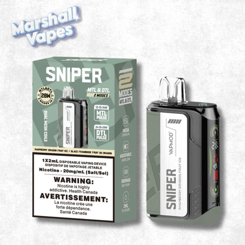 Sniper Disposable Raspberry Dragon Fruit Ice disposable vape sweet raspberry and dragon fruit flavour with cooling ice smooth draw high puff device