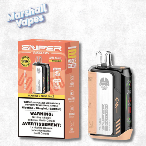 Sniper Disposable Peach Ice disposable vape sweet peach flavour with cooling ice smooth draw high puff device