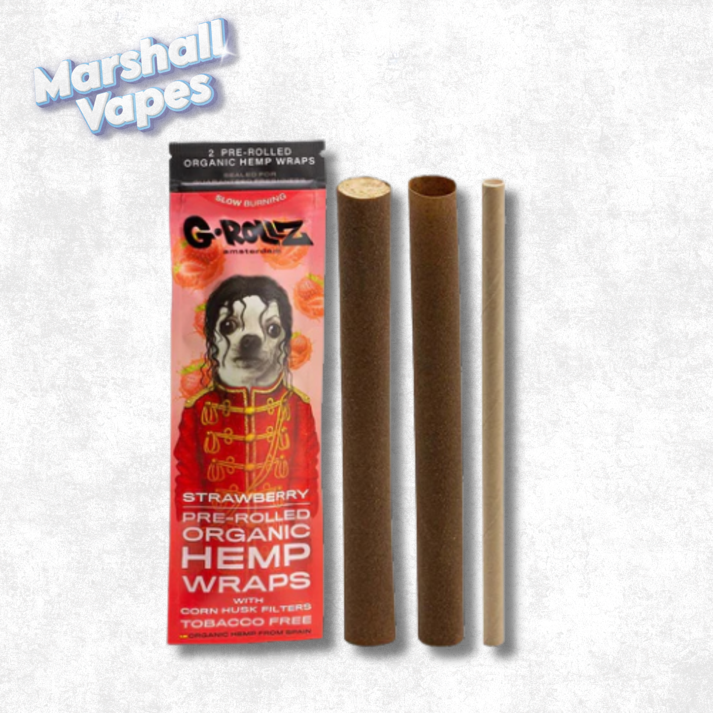 Grollz Strawberry Organic Hemp Wraps 4 Pack – Tobacco Free Slow Burning