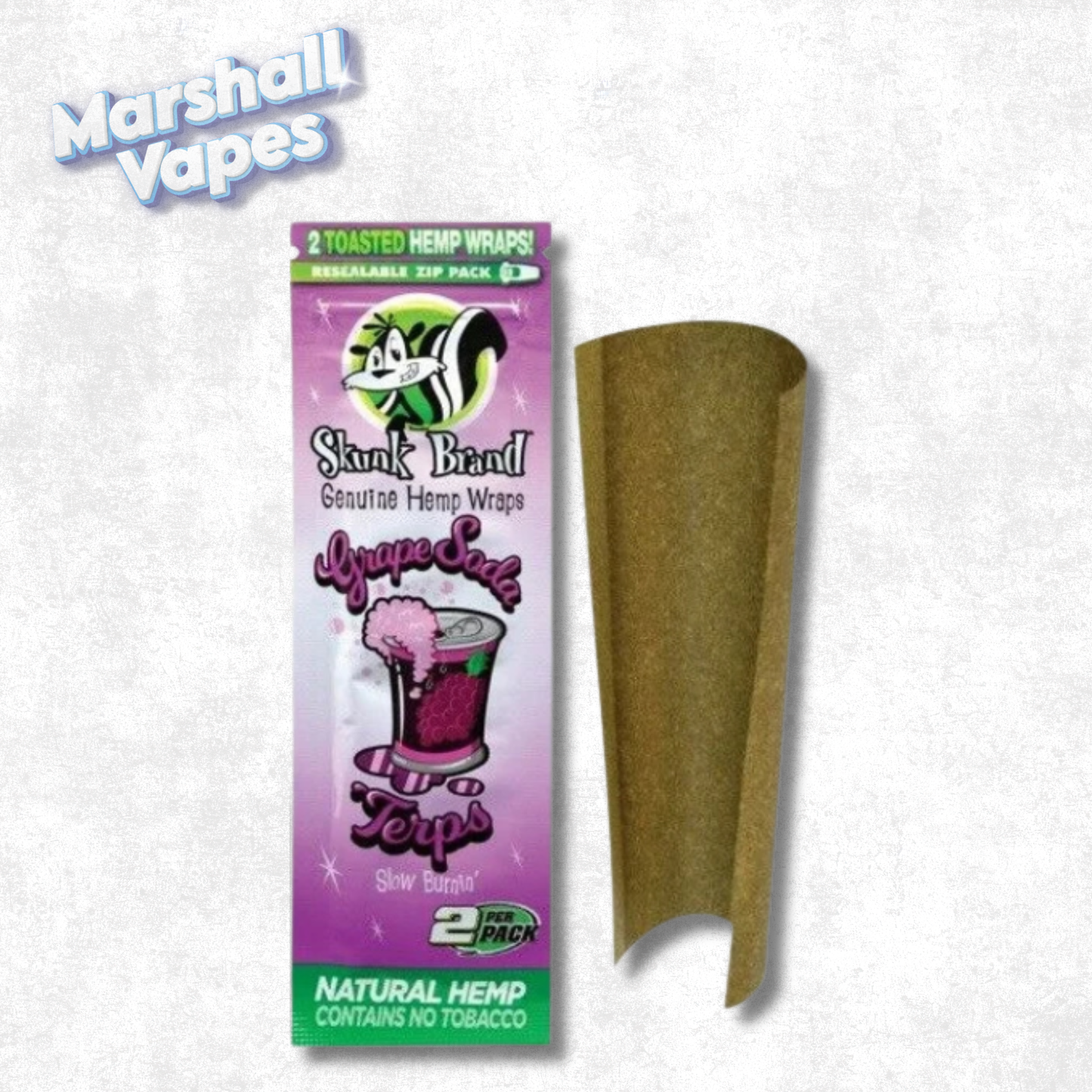 Skunk Brand Grape Soda Hemp Wraps – 2 Toasted Natural Hemp Wraps