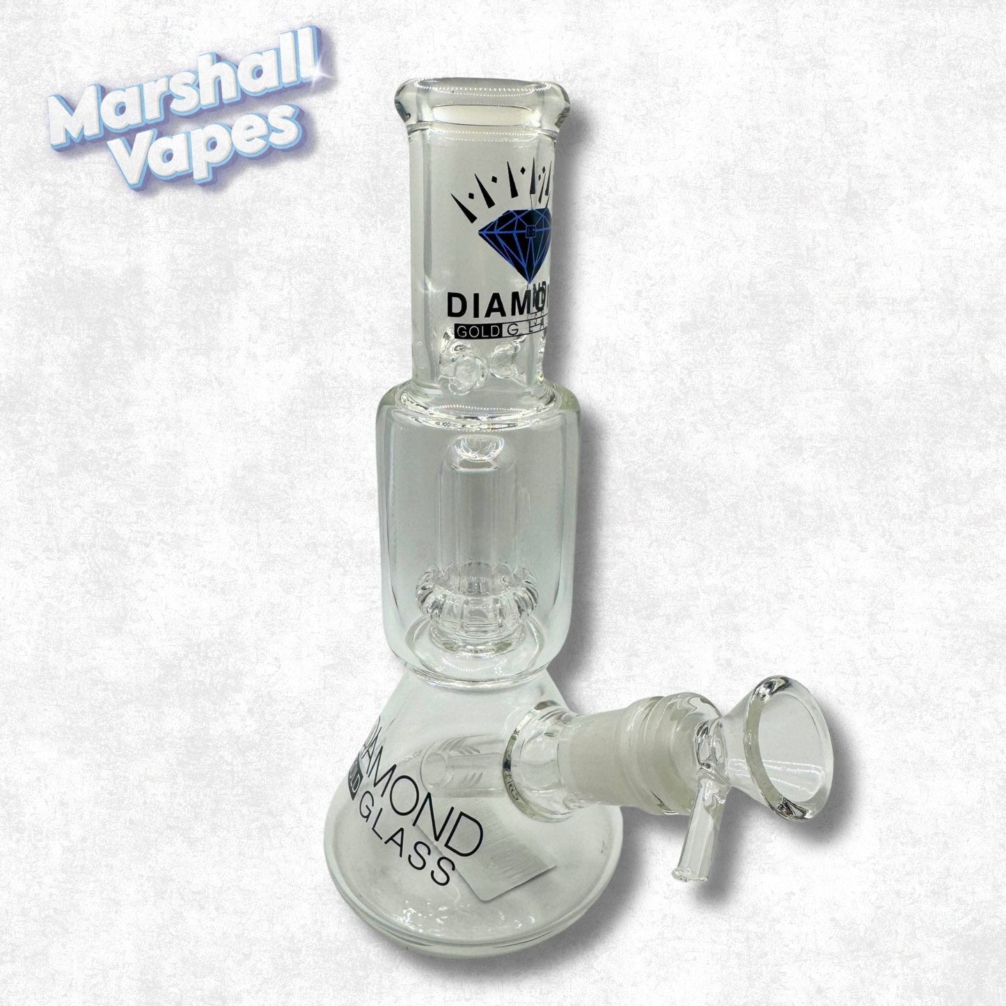 8.25" Diamond Gold Glass Mini Bong with Perc