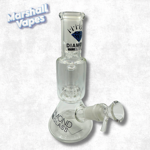 8.25" Diamond Gold Glass Mini Bong with Perc