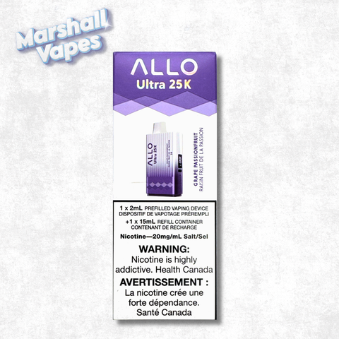 Grape Passionfruit Allo Ultra 25K disposable vape device