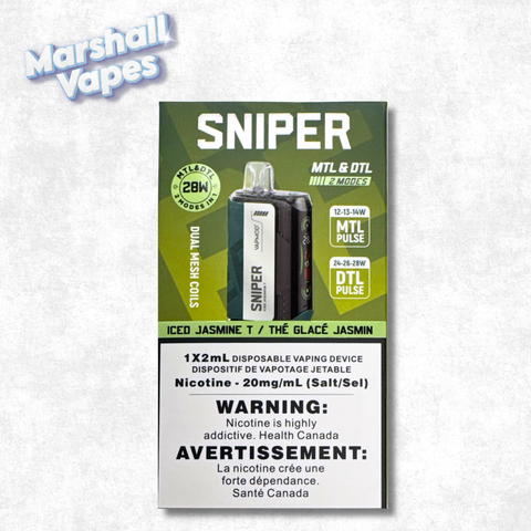 Sniper Disposable Iced Jasmine Tea disposable vape floral tea flavour with cooling ice smooth draw high puff device
