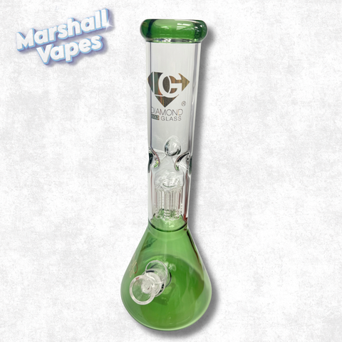 14.25" Green Diamond Gold Glass Bong
